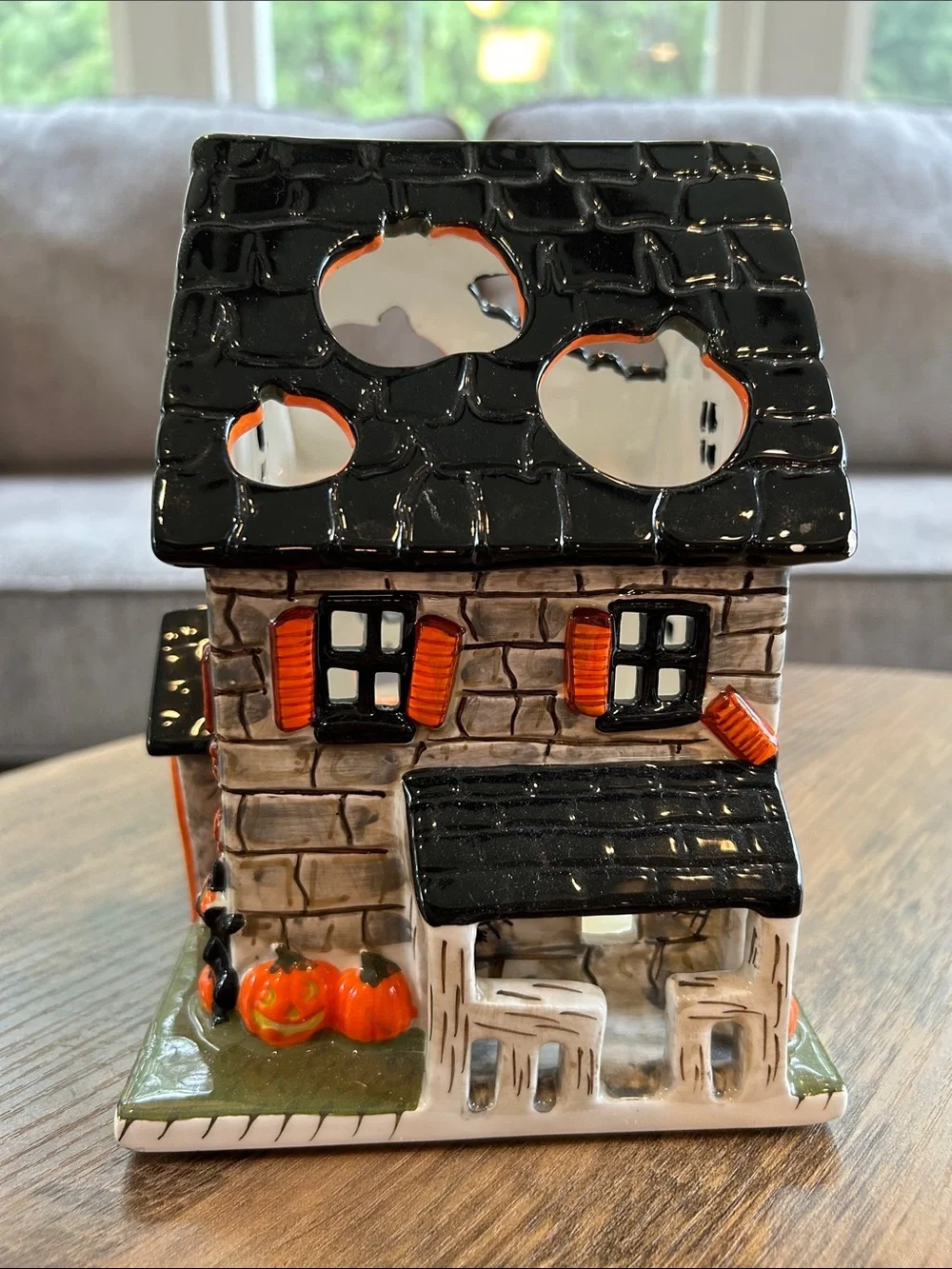 Vintage Halloween Ceramic Haunted House Votive Candle Holder